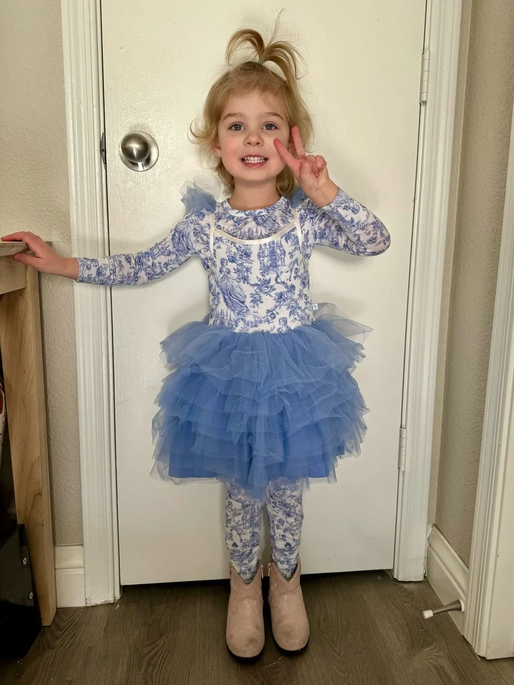 Posh Peanut Briar Ruffled Tulle Smocked Dress